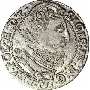 RR-, Sigismund III Vasa, Sixpence 1627, Krakau, durchbohrt in SEX