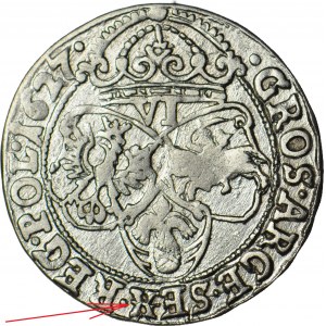 RR-, Sigismund III Vasa, Sixpence 1627, Cracow, punched in SEX