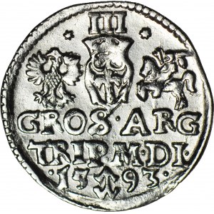 RRR-, Sigismund III Vasa, Trojak 1593 Dyla/Platina-Hybride RRRR