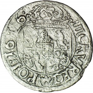 RRR-, Zygmunt III, Trzykrucierzówka 1616 Wadwicz, Kraków, podwójna tarcza z nominałem