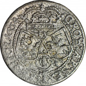 RR-, Johannes II. Kasimir, Sixpence 1664, Krakau, falscher Nennwert IV