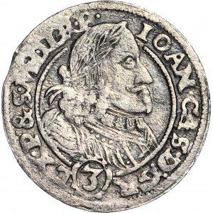 RRR-, Johannes II. Kasimir, 3 krajcary 1658, Opole, breite Büste, sehr selten