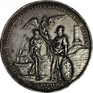 RR-, Medaille, Elbląg 1787, 550 Jahre der Stadt Elbląg, Geburtstag des Königs von Preußen, SILBER
