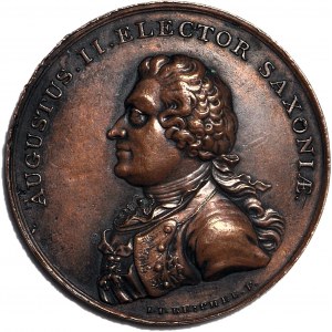 Medal Suity Królewskiej autorstwa J.J. Reichela, August II KOPIA w brązie