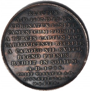 Medal Suity Królewskiej autorstwa J.J. Reichela, August II KOPIA w brązie