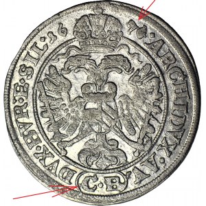 RRR-, Śląsk, Leopold I, 3 krajcary 1676 CB, Brzeg, ekstremalnie rzadki rocznik