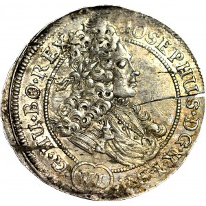 RRR-, Silesia, Joseph I, 6 krajcars 1708 CB, Brzeg, very rare denomination