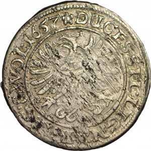 RR-, Śląsk, Trzech Braci, 3 krajcary 1657, Brzeg, bardzo rzadki