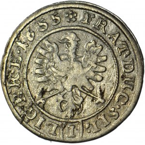 RRR-, Silesia, Three Brothers, 1 krajcar 1655, Brzeg, very rare!