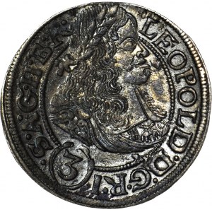 RR-, Schlesien, Leopold I., 3 krajcars 1667 SHS, Wrocław, Münze, Rückseite 180 Grad