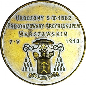 R-, medaila, arcibiskup Aleksander Kakowski 1913, MENNICKÝ