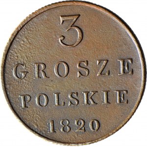 RRR-, Królestwo Polskie, 3 grosze 1820, NOWE BICIE Petersburskie