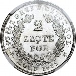 RRR-, Powstanie Listopadowe, 2 złote 1831, PROSTA KRESKA w Ł, 2xrzadsze od ZLOTE