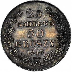 Zabór Rosyjski, 50 groszy = 25 kopiejek 1846 MW, piękne