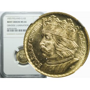 10 gold 1925, Boleslaw the Brave, destruct