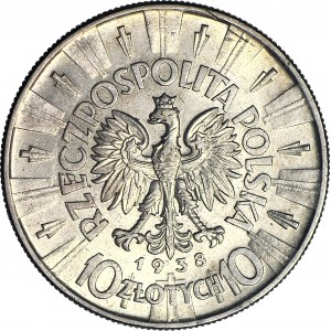 10 Zloty 1938, Piłsudski, selten, postfrisch