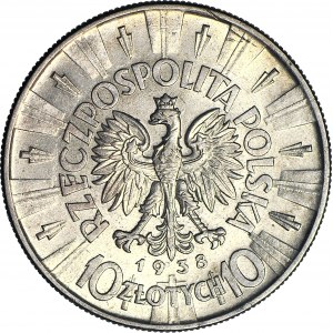 10 złotych 1938, Piłsudski, rzadkie, menniczy
