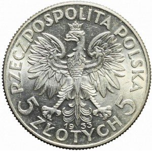 5 złotych 1933, Głowa, piękne
