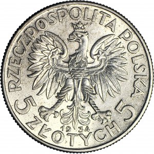 5 Gold 1934, Kopf, geprägt