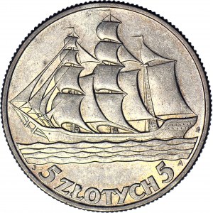 5 gold 1936 Sailing ship, minted