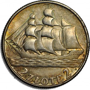 2 gold 1936, Sailing ship, minted