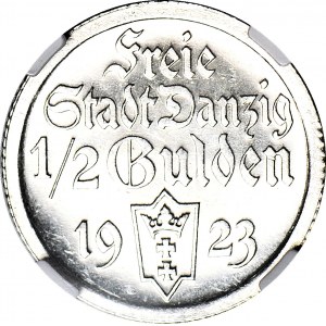 R-, WMG, 1/2 guldena 1923, STEMPEL LUSTRZANY