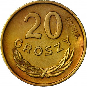 RR-, 20 Pfennige 1957, PROBE der seltensten 20-Pfennig-Münze, Messing, Prägung 100 Stück, Rarität, c.a..