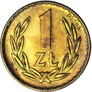 RR-, 1 złoty 1957 PRÓBA najrzadszej złotówki, MOSIĄDZ, nakład 100 szt.