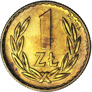 RR-, 1 zloty 1957 SAMPLE of the rarest zloty, brass, mintage of 100 pcs.