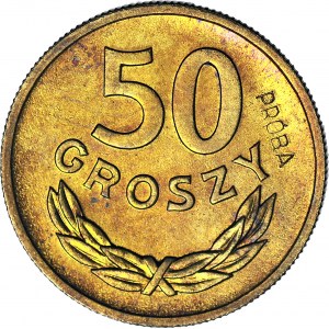 RR-, 50 groszy 1957, PRÓBA, MOSIĄDZ, nakład 100szt., rzadkość, c.a.