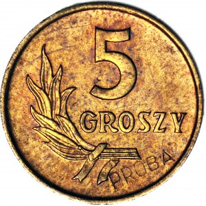 RR-, 5 groszy 1958, PRÓBA, MOSIĄDZ, nakład 100szt., rzadkość, c.a.