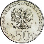 RR-, 50 złotych 1981, Władysław I Herman, DESTRUKT - DOUBLE DIE od góry