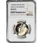 RRR-, 20 złotych 1975, Rok Kobiet, PROOFLIKE, skrętka 45 stopni