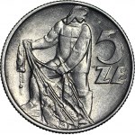 RRR-, 5 złotych 1974, Rybak, bez monogramu