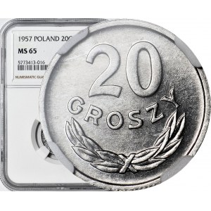 R-, 20 haléřů 1957, ŠIRŠÍ DATUM, HLEDÁNO