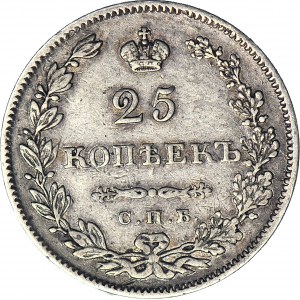 RR-, Rosja, Mikołaj I, 25 kopiejek 1829/7 СПБ НГ, przebitka daty, Petersburg, nienotowane