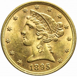 USA, $5 1895, Liberty Head, Philadelphia