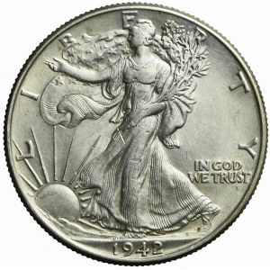 USA, 1/2 Dollar, Liberty walking,1942, Philadelphia
