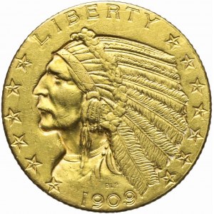 USA, $5 1909 D, Indian, Denver
