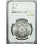 USA, 1 dollar 1884 O, New Orleans, Morgan type, mint.