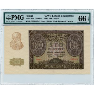 100 złotych, fałszerstwo dywersyjne, 1.03.1940, seria B