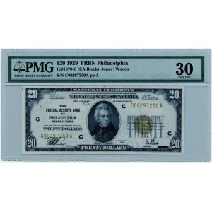 USA, 20 Dollar 1929, Jackson, Federal Reserve Bank von Philadelphia