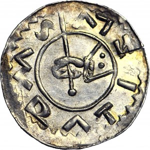 Czechy, Wratysław II 1086-1092, Denar, Głowa króla/ Dłoń z berłem