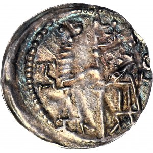 Boleslaus I. der Lange 1163-1201, Denar um 1177-1201, Figuren/Breitkreuz, R2