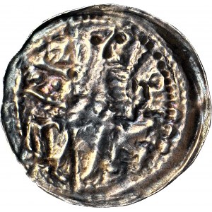 Boleslaus I. der Lange 1163-1201, Denar um 1177-1201, Figuren/Breitkreuz, R2