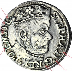 Stefan Batory, Trojak 1584, Olkusz GH-ID, Kreise anstelle von Punkten