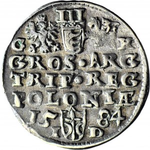 Stefan Batory, Trojak 1584, Olkusz GH-ID, Kreise anstelle von Punkten