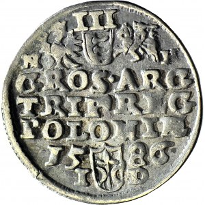 Stefan Batory, Trojak 1586, Olkusz, N-H bei den Wappen