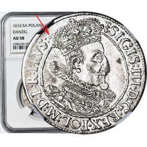 RRR-, Zygmunt III Waza, Ort 1616, Gdańsk, szeroka kryza, menniczy, NAJRZADSZY