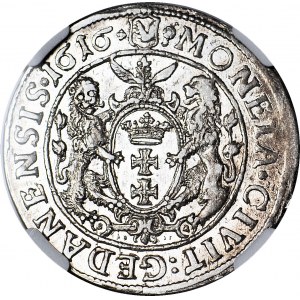 RRR-, Zygmunt III Waza, Ort 1616, Gdańsk, szeroka kryza, menniczy, NAJRZADSZY